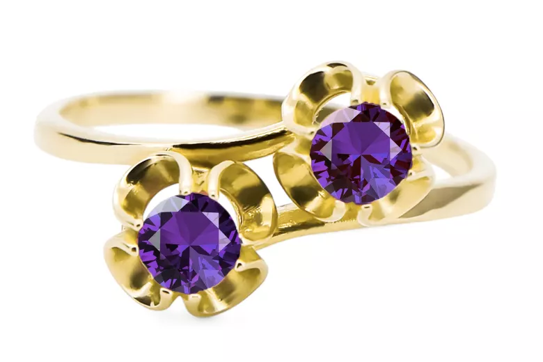 Anneau Artisanat vintage Alexandrite Or jaune 14 carats vrc266y